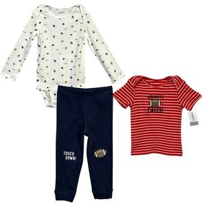Carters Baby Boys 3pc Pants Top Bodysuit  Outfit Set Size 3M Long -Short‎ Sleeve